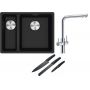 Franke Maris MRG 160-34-15SBL zlewozmywak 52x40 cm Fragranite czarny mat z baterią kuchenną Neptune Clear Water chrom (1250687268, 1150370689) zdj.1