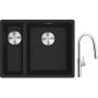 Franke Maris MRG 160-34-15SBL zlewozmywak 52x40 cm Fragranite czarny mat z baterią kuchenną Pescara L Slide-In chrom (1250687268, 1150538940) zdj.1