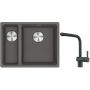 Franke Maris MRG 160-34-15SBL zlewozmywak 52x40 cm Fragranite kamienny szary z baterią kuchenną Atlas czarna stal szlachetna (1250687270, 1150550427) zdj.1