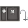 Franke Maris MRG 160-34-15SBL zlewozmywak 52x40 cm Fragranite kamienny szary z baterią kuchenną Eos stal szlachetna (1250687270, 1200179979) zdj.1