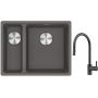 Franke Maris MRG 160-34-15SBL zlewozmywak 52x40 cm Fragranite kamienny szary z baterią kuchenną Eos czarna stal szlachetna (1250687270, 1150613671) zdj.1