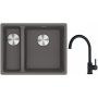 Franke Maris MRG 160-34-15SBL zlewozmywak 52x40 cm Fragranite kamienny szary z baterią kuchenną Lina czarny mat (1250687270, 1150626019) zdj.1