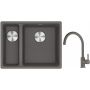 Franke Maris MRG 160-34-15SBL zlewozmywak 52x40 cm Fragranite kamienny szary z baterią kuchenną Lina kamienny szary (1250687270, 1150626022) zdj.1