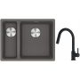 Franke Maris MRG 160-34-15SBL zlewozmywak 52x40 cm Fragranite kamienny szary z baterią kuchenną Lina czarny mat (1250687270, 1150626053) zdj.1