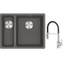 Franke Maris MRG 160-34-15SBL zlewozmywak 52x40 cm Fragranite kamienny szary z baterią kuchenną Lina chrom/czarny (1250687270, 1150626085) zdj.1