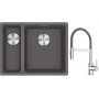 Franke Maris MRG 160-34-15SBL zlewozmywak 52x40 cm Fragranite kamienny szary z baterią kuchenną Lina chrom/szary (1250687270, 1150626087) zdj.1