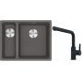 Franke Maris MRG 160-34-15SBL zlewozmywak 52x40 cm Fragranite kamienny szary z baterią kuchenną Urban czarny mat (1250687270, 1150627523) zdj.1