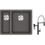 Franke Maris MRG 160-34-15SBL zlewozmywak 52x40 cm Fragranite kamienny szary z baterią kuchenną Vital Semi-Pro czarny mat/stal (1250687270, 1200621313) zdj.1