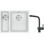 Franke Maris MRG 160-34-15SBL zlewozmywak 52x40 cm Fragranite biały polarny z baterią kuchenną Atlas czarna stal szlachetna (1250687271, 1150550427) zdj.1