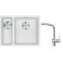 Franke Maris MRG 160-34-15SBL zlewozmywak 52x40 cm Fragranite biały polarny z baterią kuchenną Atlas stal szlachetna (1250687271, 1150521439) zdj.1