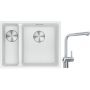Franke Maris MRG 160-34-15SBL zlewozmywak 52x40 cm Fragranite biały polarny z baterią kuchenną Atlas Neo Sensor stal szlachetna (1250687271, 1150625523) zdj.1