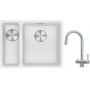 Franke Maris MRG 160-34-15SBL zlewozmywak 52x40 cm Fragranite biały polarny z baterią kuchenną Eos stal szlachetna (1250687271, 1200179979) zdj.1