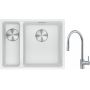 Franke Maris MRG 160-34-15SBL zlewozmywak 52x40 cm Fragranite biały polarny z baterią kuchenną Eos stal szlachetna (1250687271, 1150590045) zdj.1