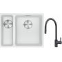 Franke Maris MRG 160-34-15SBL zlewozmywak 52x40 cm Fragranite biały polarny z baterią kuchenną Eos czarna stal szlachetna (1250687271, 1150613671) zdj.1