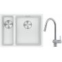 Franke Maris MRG 160-34-15SBL zlewozmywak 52x40 cm Fragranite biały polarny z baterią kuchenną Leda Neo stal szlachetna (1250687271, 1150590047) zdj.1