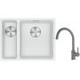 Franke Maris MRG 160-34-15SBL zlewozmywak 52x40 cm Fragranite biały polarny z baterią kuchenną Lina kamienny szary (1250687271, 1150626022) zdj.1