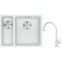 Franke Maris MRG 160-34-15SBL zlewozmywak 52x40 cm Fragranite biały polarny z baterią kuchenną Lina biały polarny (1250687271, 1150626024) zdj.1
