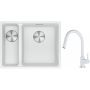 Franke Maris MRG 160-34-15SBL zlewozmywak 52x40 cm Fragranite biały polarny z baterią kuchenną Lina biały polarny (1250687271, 1150626081) zdj.1