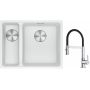 Franke Maris MRG 160-34-15SBL zlewozmywak 52x40 cm Fragranite biały polarny z baterią kuchenną Lina chrom/czarny (1250687271, 1150626085) zdj.1