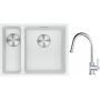 Franke Maris MRG 160-34-15SBL zlewozmywak 52x40 cm Fragranite biały polarny z baterią kuchenną Lina chrom (1250687271, 1150693229) zdj.1