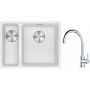 Franke Maris MRG 160-34-15SBL zlewozmywak 52x40 cm Fragranite biały polarny z baterią kuchenną Lina chrom (1250687271, 1150693228) zdj.1