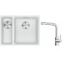 Franke Maris MRG 160-34-15SBL zlewozmywak 52x40 cm Fragranite biały polarny z baterią kuchenną Lina chrom (1250687271, 1150712420) zdj.1
