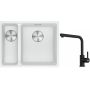 Franke Maris MRG 160-34-15SBL zlewozmywak 52x40 cm Fragranite biały polarny z baterią kuchenną Lina czarny mat (1250687271, 1150712435) zdj.1
