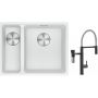 Franke Maris MRG 160-34-15SBL zlewozmywak 52x40 cm Fragranite biały polarny z baterią kuchenną Vital Semi-Pro czarny mat/stal (1250687271, 1200621313) zdj.1