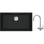 Franke Maris MRG 110-72 zlewozmywak 72x40 cm Fragranite czarny mat z baterią kuchenną Eos stal szlachetna (1250687260, 1200179979) zdj.1