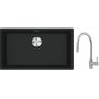 Franke Maris MRG 110-72 zlewozmywak 72x40 cm Fragranite czarny mat z baterią kuchenną Eos stal szlachetna (1250687260, 1150590045) zdj.1