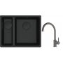 Franke Maris MRG 160-34-15SBL zlewozmywak 52x40 cm Fragranite czarny mat  z baterią kuchenną Lina kamienny szary (1250697756, 1150626022) zdj.1