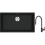 Franke Maris MRG 110-72 zlewozmywak 72x40 cm Fragranite czarny mat z baterią kuchenną Eos czarna stal szlachetna (1250687260, 1150613671) zdj.1