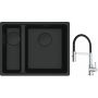 Franke Maris MRG 160-34-15SBL zlewozmywak 52x40 cm Fragranite czarny mat  z baterią kuchenną Lina chrom/czarny (1250697756, 1150626085) zdj.1