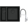 Franke Maris MRG 160-34-15SBL zlewozmywak 52x40 cm Fragranite czarny mat  z baterią kuchenną Lina chrom/szary (1250697756, 1150626087) zdj.1