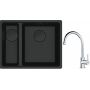 Franke Maris MRG 160-34-15SBL zlewozmywak 52x40 cm Fragranite czarny mat  z baterią kuchenną Lina chrom (1250697756, 1150693228) zdj.1