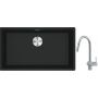 Franke Maris MRG 110-72 zlewozmywak 72x40 cm Fragranite czarny mat z baterią kuchenną Leda Neo stal szlachetna (1250687260, 1150590047) zdj.1