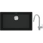 Franke Maris MRG 110-72 zlewozmywak 72x40 cm Fragranite czarny mat z baterią kuchenną Leda Neo stal szlachetna (1250687260, 1150590047) zdj.1