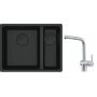 Franke Maris MRG 160-34-15SBR zlewozmywak 52x40 cm Fragranite czarny mat z baterią kuchenną Atlas stal szlachetna (1250697755, 1150521439) zdj.1
