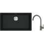 Franke Maris MRG 110-72 zlewozmywak 72x40 cm Fragranite czarny mat z baterią kuchenną Lina kamienny szary (1250687260, 1150626022) zdj.1