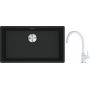 Franke Maris MRG 110-72 zlewozmywak 72x40 cm Fragranite czarny mat z baterią kuchenną Lina biały polarny (1250687260, 1150626024) zdj.1
