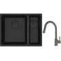Franke Maris MRG 160-34-15SBR zlewozmywak 52x40 cm Fragranite czarny mat z baterią kuchenną Lina kamienny szary (1250697755, 1150626057) zdj.1