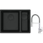 Franke Maris MRG 160-34-15SBR zlewozmywak 52x40 cm Fragranite czarny mat z baterią kuchenną Lina chrom/szary (1250697755, 1150626087) zdj.1