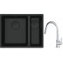 Franke Maris MRG 160-34-15SBR zlewozmywak 52x40 cm Fragranite czarny mat z baterią kuchenną Lina chrom (1250697755, 1150693229) zdj.1