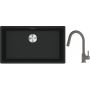 Franke Maris MRG 110-72 zlewozmywak 72x40 cm Fragranite czarny mat z baterią kuchenną Lina kamienny szary (1250687260, 1150626057) zdj.1