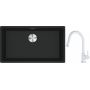Franke Maris MRG 110-72 zlewozmywak 72x40 cm Fragranite czarny mat z baterią kuchenną Lina biały polarny (1250687260, 1150626081) zdj.1