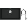 Franke Maris MRG 110-72 zlewozmywak 72x40 cm Fragranite czarny mat z baterią kuchenną Lina chrom/czarny (1250687260, 1150626085) zdj.1