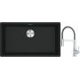 Franke Maris MRG 110-72 zlewozmywak 72x40 cm Fragranite czarny mat z baterią kuchenną Lina chrom/szary (1250687260, 1150626087) zdj.1