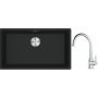 Franke Maris MRG 110-72 zlewozmywak 72x40 cm Fragranite czarny mat z baterią kuchenną Lina chrom (1250687260, 1150693228) zdj.1