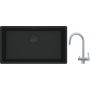 Franke Maris MRG 110-72 zlewozmywak 72x40 cm Fragranite czarny mat z baterią kuchenną Eos stal szlachetna (1250697757, 1200179979) zdj.1