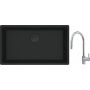 Franke Maris MRG 110-72 zlewozmywak 72x40 cm Fragranite czarny mat z baterią kuchenną Eos stal szlachetna (1250697757, 1150590045) zdj.1